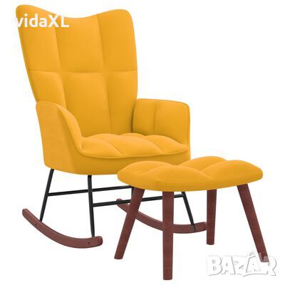 vidaXL Люлеещ се стол с табуретка, горчица, кадифе（SKU:328157, снимка 1 - Столове - 45496833