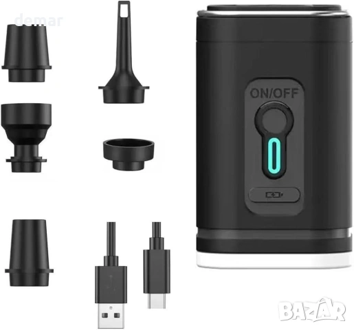 Преносима въздушна помпа за надуваеми предмети, черна