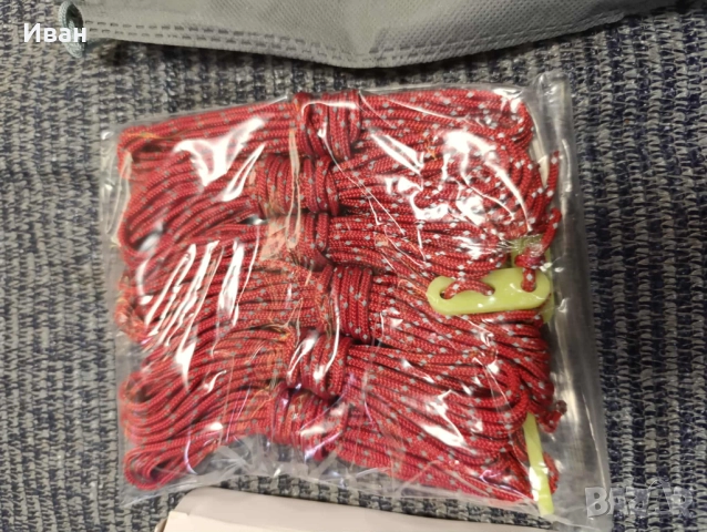 6 бр. Светлоотразителни въжета+ флуоресцентни обтегачи. За къмпинг, палатки, форселти, тенти и др., снимка 6 - Палатки - 51824603