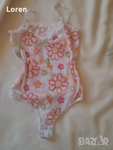 Ново!Бяло боди прашка с цветя, снимка 3 - Бельо - 51527819