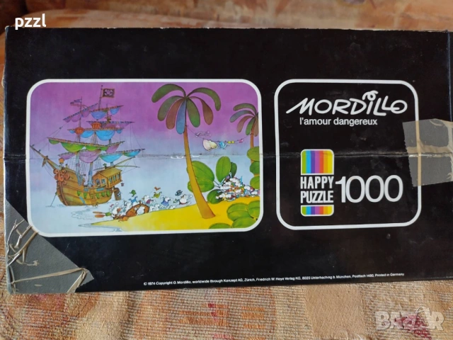Пъзел Триъгълен "Mordillo Lámour dangereux” Heye 1974г. 1000 части