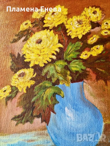 Два авторски натюрморта с маслени бои върху платно , снимка 12 - Картини - 53627463