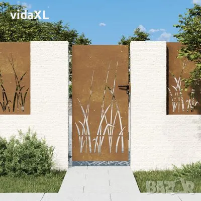 vidaXL Градинска порта, 85x175 см, кортенова стомана, дизайн с треви(SKU:153224​), снимка 2 - Градински мебели, декорация  - 48345637