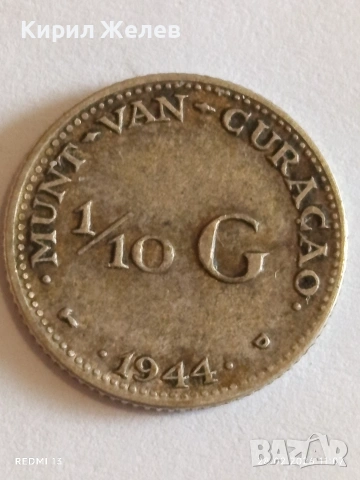 Сребърна монета 1/10 гулдена Каракао Кралица Вилхелмина за КОЛЕКЦИЯ 25951, снимка 3 - Нумизматика и бонистика - 53654220