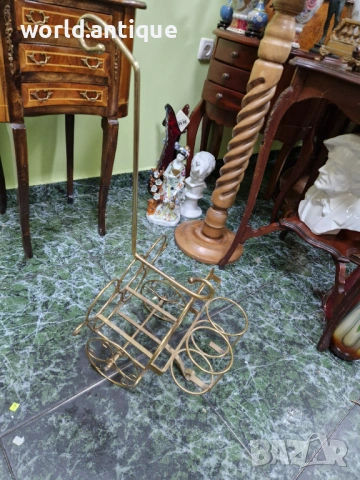 Прекрасна антикварна английска метална количка за бутилки за вино , снимка 6 - Антикварни и старинни предмети - 53249058