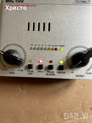Лампов предусилвател Behringer MIC100, снимка 2 - Микрофони - 54277594