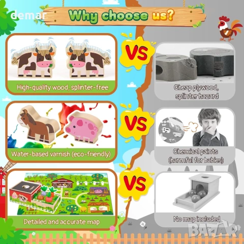 Дървени играчки Монтесори за деца 1-3 години, сортиране по форма, сензорни играчки, снимка 5 - Образователни игри - 53959973