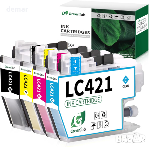 Касети с мастило Greenjob LC421 за Brother LC-421 LC-421XL LC-421XLVAL (пакет от 4), снимка 1 - Консумативи за принтери - 45070844