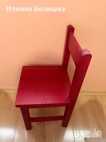 Детски дървени столчета - червено и жълто по 1 брой, снимка 5 - Столове - 52982875