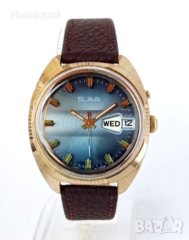 Slava Слава позлатен мъжки механичен часовник с ръчно навиване , снимка 1 - Мъжки - 46278579