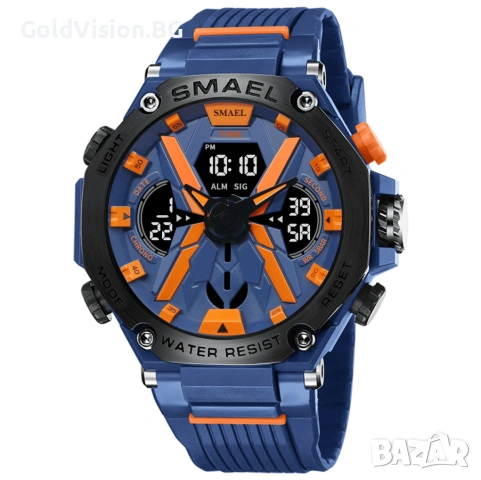 SMAEL 8087 Blue-Orange – мултифункционален спортен мъжки часовник