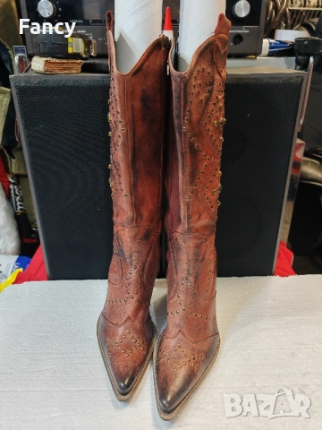 Дамски кожени ботуши с ток тип Western 36 номер , снимка 3 - Дамски ботуши - 51923036
