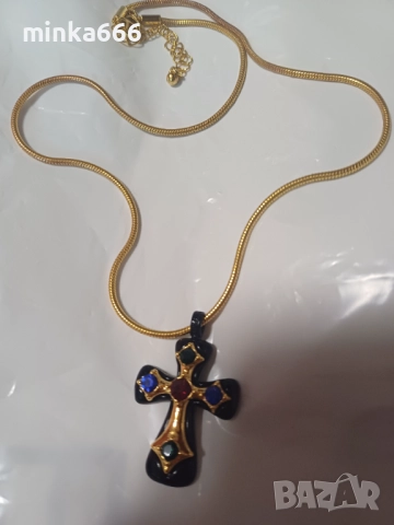Кръст със медальон.Позлатини, снимка 3 - Колиета, медальони, синджири - 52879188