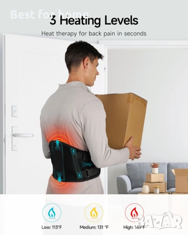 ALLJOY Безжичен нагревателен колан  за болки в гърба  5 режима на вибрация и 3 нива на топлина , снимка 4 - Масажори - 52691607