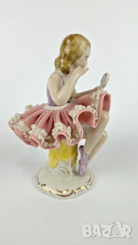 Порцеланова фигура на балерина с дрезденска дантела - Wilhelm Rittirsch, снимка 4 - Статуетки - 53066951