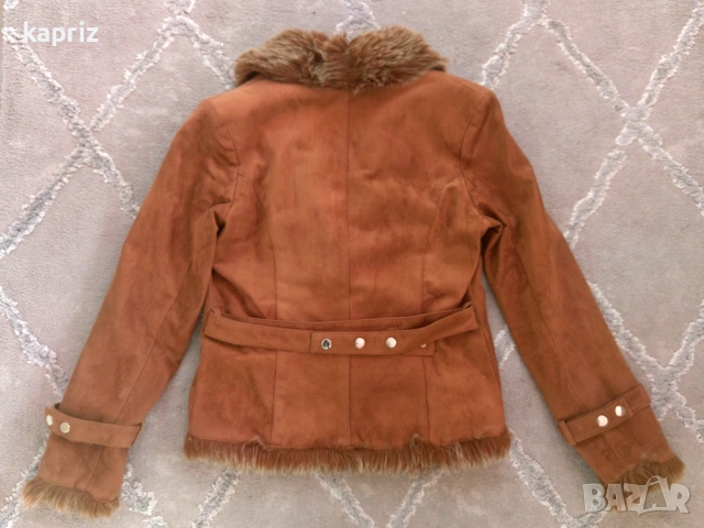 Кафяво яке от набук с кожички, размер Л, Цена 9 евро , снимка 4 - Якета - 53876327
