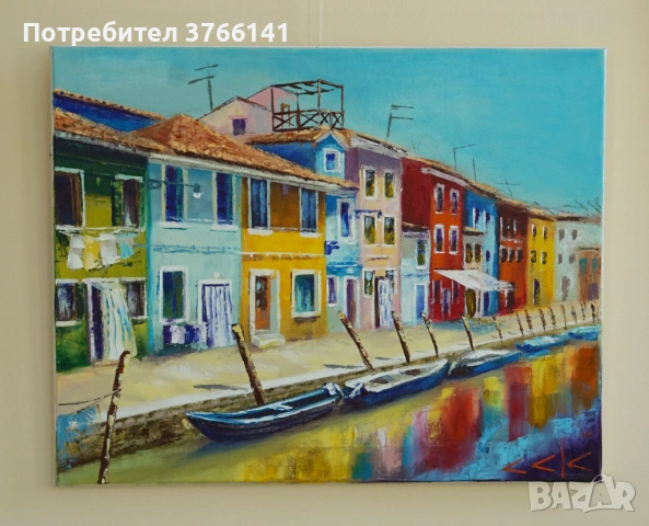 "Бурано" Картина 40х50 см, Маслена живопис с шпакла, снимка 2 - Картини - 53721604