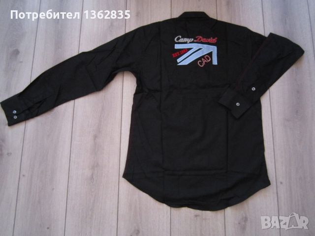 НОВА черна мъжка памучна риза CAMP DAVID размер M от Германия, снимка 7 - Ризи - 45582227