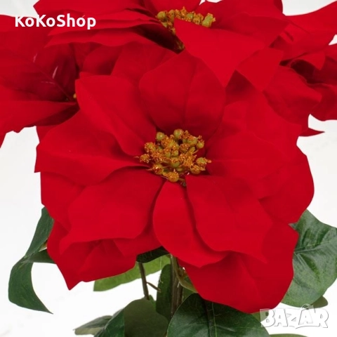 Коледна звезда в саксия-43 см./изкуствена коледна звезда, снимка 2 - Декорация за дома - 52321027