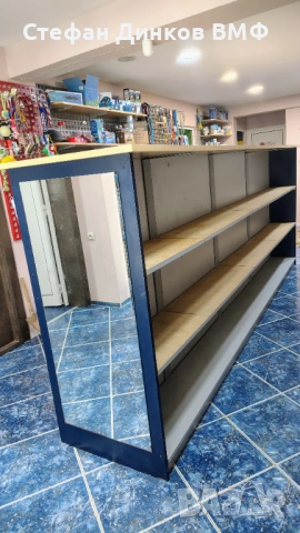 Голям островен търговски регал 3.7 м – масивно дърво, огледала“, снимка 3 - Стелажи и щандове - 53810102