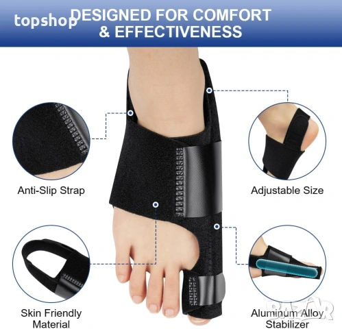 Пълен комплект за двата крака коректори за кокалче (Hallux Valgus) ACWOO – 4 части, снимка 4 - Ортези и протези - 53277251