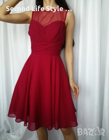 Къса дамска бална / вечерна / абитуриентска рокля подчертаваща талията - шифон р-р M