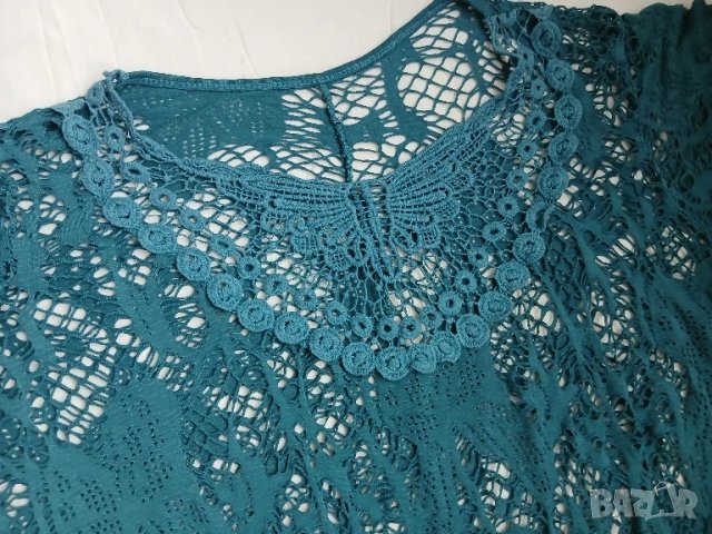 Лятна ажурена блуза, масленозелена, снимка 3 - Други - 51073616
