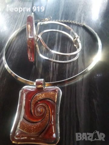 Колие и гривна венецианско стъкло , снимка 2 - Колиета, медальони, синджири - 45829454