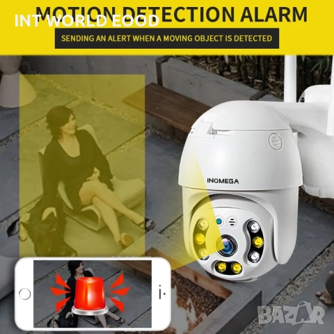 INQMEGA 1080P 2MP PTZ Камера 4× зуум Нощно виждане Детекция на движение Двупосочно аудио IP66 , снимка 4 - IP камери - 52062637