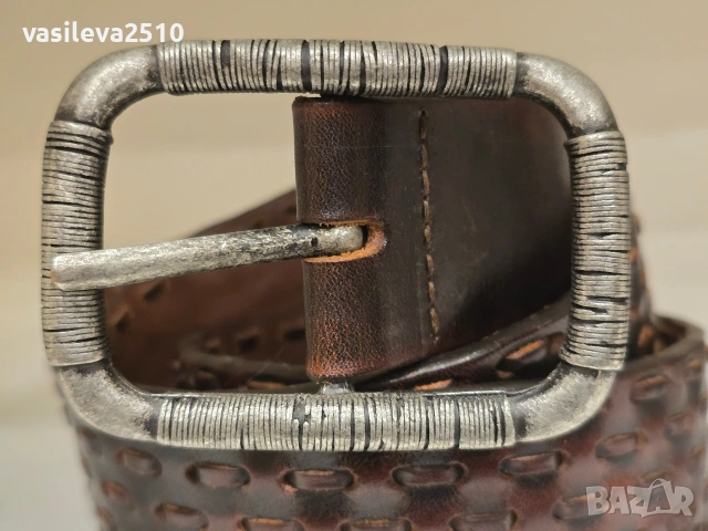 Galliano оригинален мъжки кафяв колан от естествен кожа, снимка 3 - Колани - 53891099