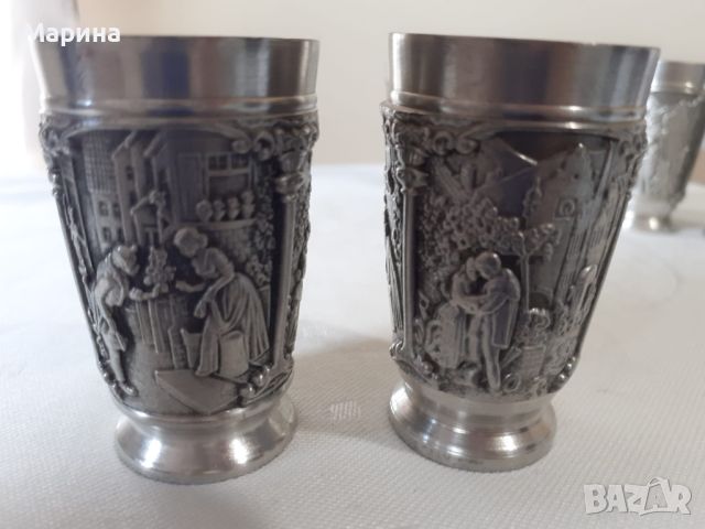 Немски чаши  2 бр. за ракия  от калай Antik *  Vintage, снимка 3 - Антикварни и старинни предмети - 45344895