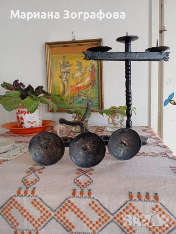 Битови предмети 20 бр., Пожарникар. брадва, Метални стойки - вино, икона, Бакърени съдове, Свещници, снимка 12 - Други ценни предмети - 50165842