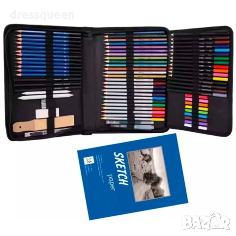 4816 Творчески Сет за Художници: 3 Вида Моливи и Луксозен Скицник за Рисуване