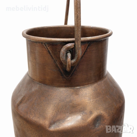 Автентичен стар меден съд за мляко с оригинална дръжка и характерна естествена патина, снимка 4 - Антикварни и старинни предмети - 53640041