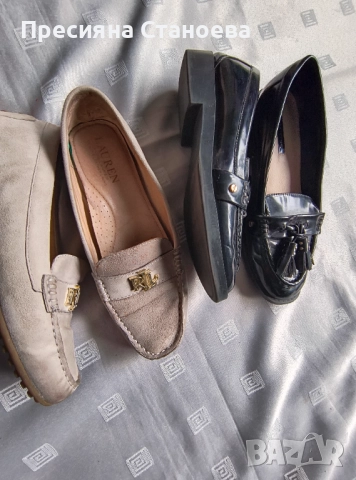 Лоуфъри Zara черни лачени , Lauren Ralph Lauren мокасини 