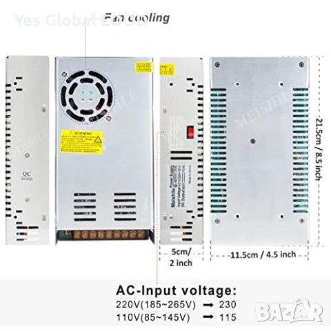 MEISHILE Захранване 12V 50A 600W AC→DC, снимка 7 - Захранвания и кутии - 53644653