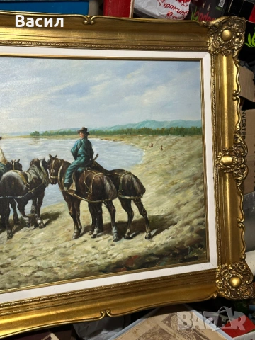 Огромна Картина масло, снимка 15 - Антикварни и старинни предмети - 54230236