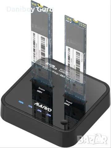 Дубликатор MAIWO K3016S 2 Bay m.2 SATA докинг станция, кутия за външен SSD M2 b key , m key