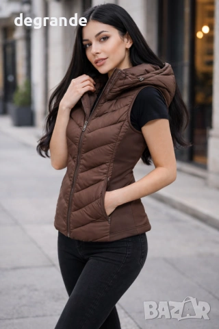 Дамски Елек в Черно и Кафяво , снимка 2 - Елеци - 53769667