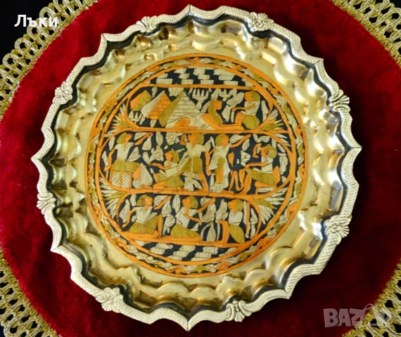 Бронзов поднос,чиния за стена Египет., снимка 7 - Антикварни и старинни предмети - 51823745