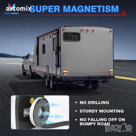 LED стопове за ремаркета и колесари, 12 V, пет функции, с магнит, снимка 12 - Аксесоари и консумативи - 52454061