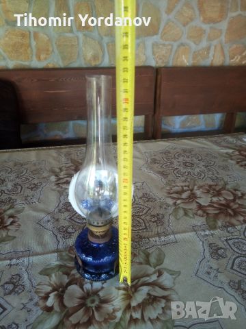 Газена лампа ( синьо стъкло)., снимка 14 - Антикварни и старинни предмети - 46404039