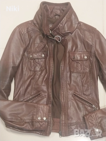 Дамско, кожено яке BERSHKA., снимка 2 - Якета - 51916111