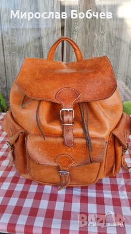 Дизайнерска раница от естествена кожа, снимка 6 - Раници - 52624256