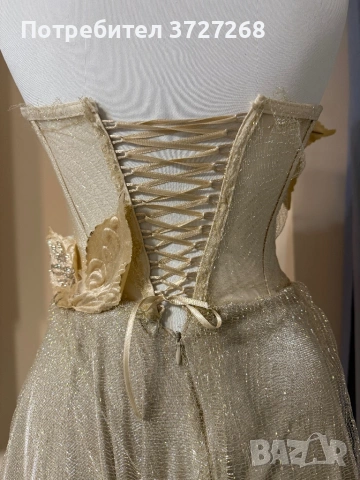Къса златиста бална рокля, снимка 3 - Рокли - 53598222