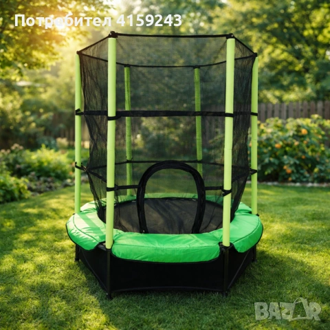 Мини батут с мрежа за безопасност – Компактен и забавен избор за деца, снимка 2 - Други - 53054617