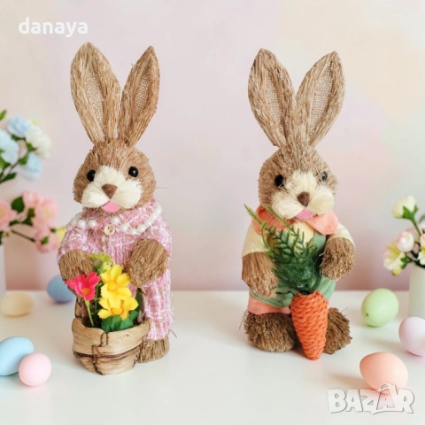 6488 Декоративен великденски заек фигура за украса, 27 см, снимка 4 - Декорация за дома - 53718686