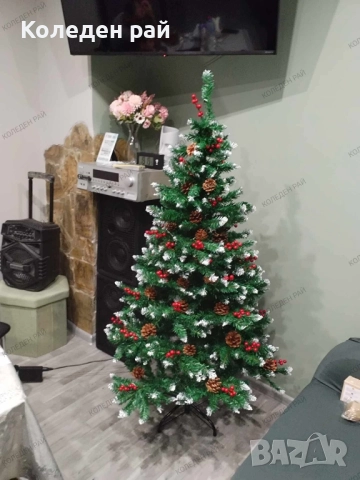 ЕЛХА Горска магия с ТЪНЪК КЛОН, СНЕЖНИ КРАЙЧЕТА, ШИШАРКИ и ПЛОДЧЕТА + подарък, снимка 7 - Декорация за дома - 52344469