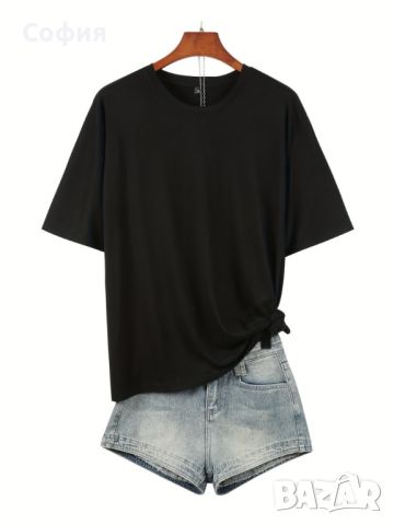 Дамска тениска за пролет и лято с къс ръкав, кръгло деколте и принт на мече, снимка 3 - Тениски - 46437044