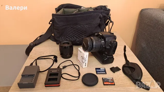 Canon 350d + ef 18-55mm + ef 35-80мм + battery Grip + още аксесоари, снимка 10 - Фотоапарати - 47264941